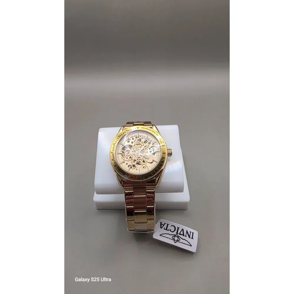Invicta Objet D'Art Automatic Men's Watch 39mm Gold Tone Skeleton Dial